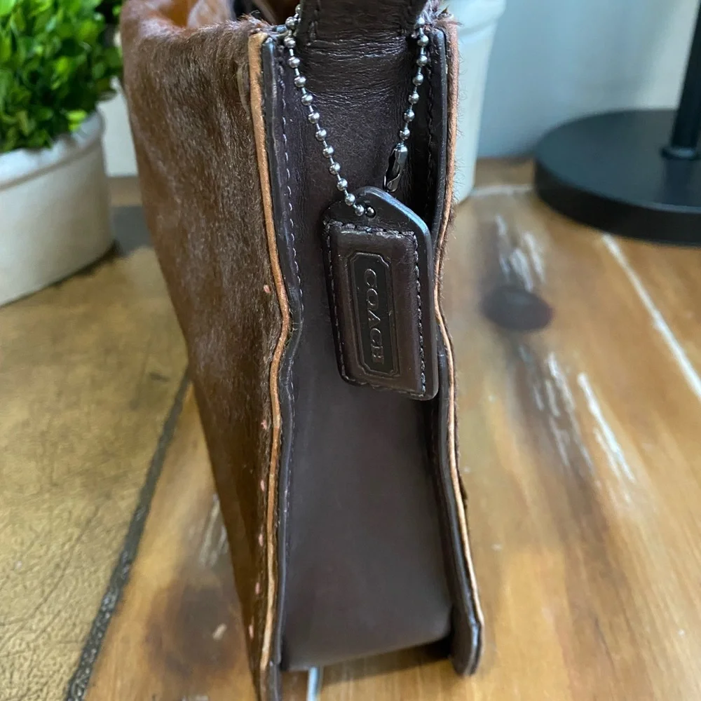2002 Coach Vintage Y2K Brown Calfhair Stitched Shoulder Bag - Picture 6 of 16